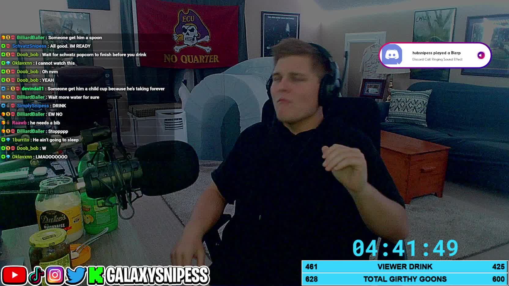 Galaxy shows off his white liquid and gets mad