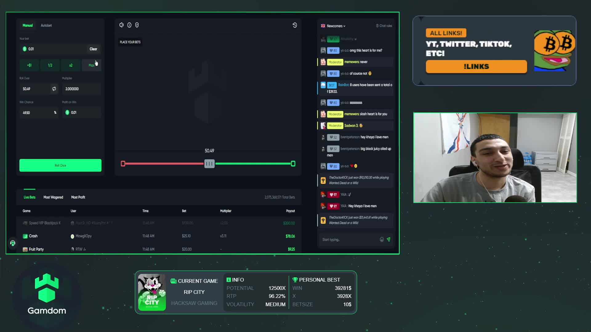 man gets fucked on all in dice